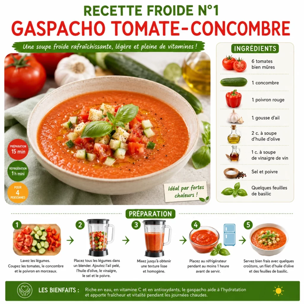 Le gaspacho tomate-concombre